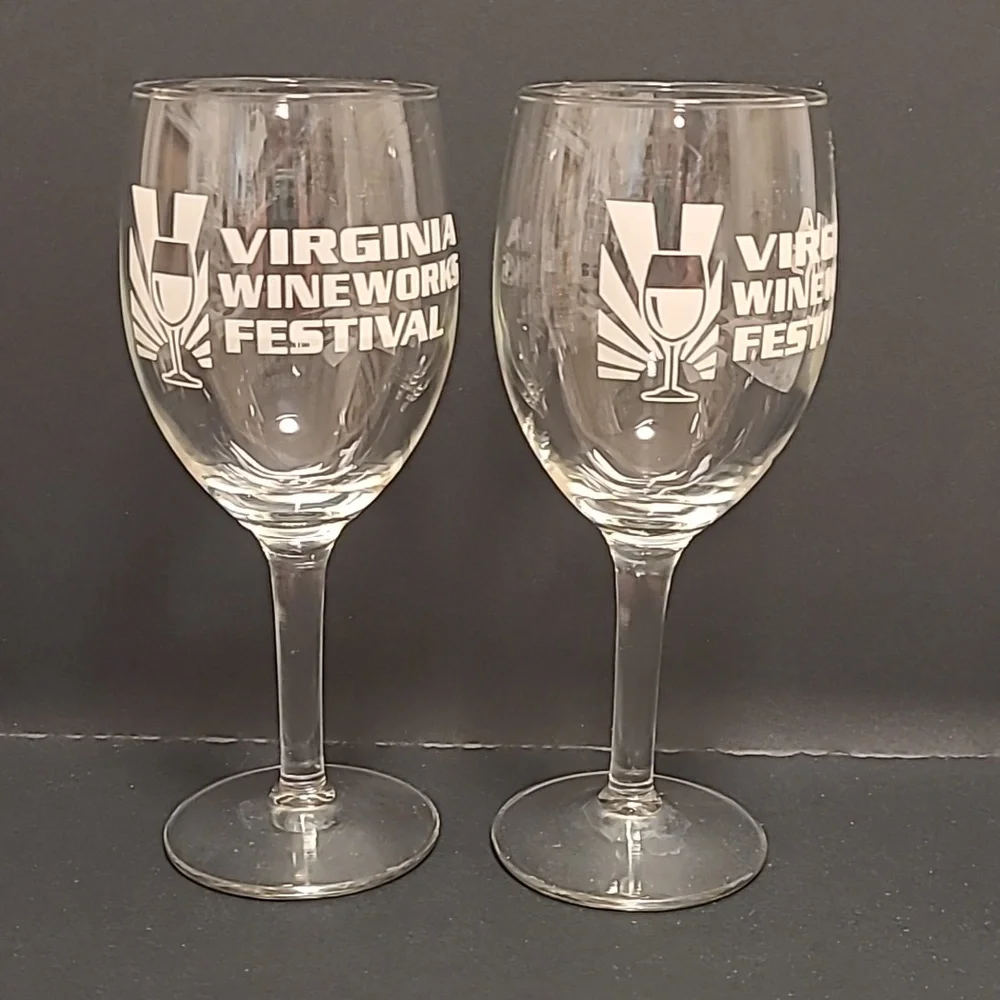 Pair of Virginia Wineworks Festival Wine Glasses